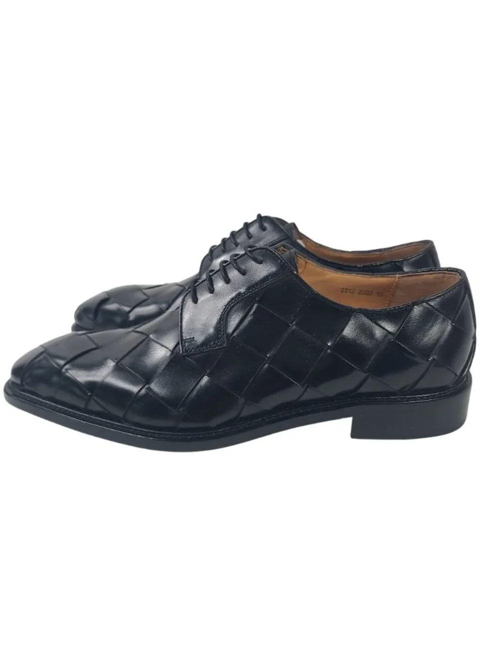 NEW Ugo Vasare Men's Woven Black Leather Oxford Dress Shoes Size 10
